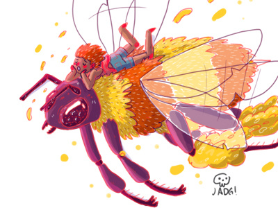 Bumblebee comic doodle illustration kids. editorial sketch