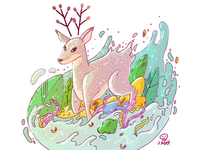 Bendito deer doodle illustration kids. editorial naif