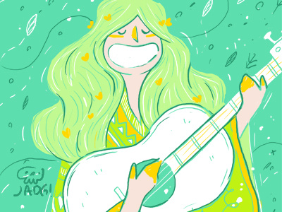 The Sweetest Thing <3 charactedesign comic doodle girl green happy hippie illustration kids. editorial sketch