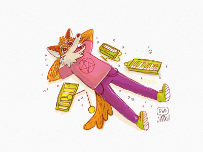 Relax boy charactedesign comic doodle fox illustration kids. editorial naif sketch