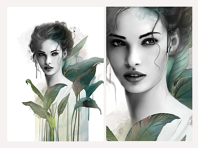 girl digital drawing foliage illustration nature portrait