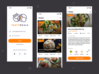 TastyMeals - Food App application design food food app ios mobile recipe restaurant ui ux