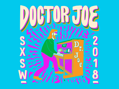 Dr. Joe event illustration music music art musician neon promotional promotional design social media