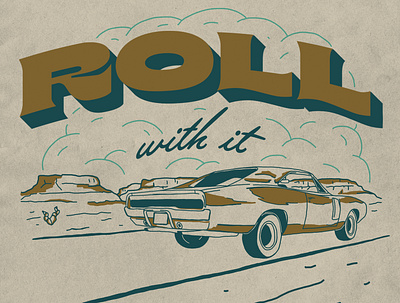 Just Roll With It car colorado denver desert illustration illustration art vintage car western