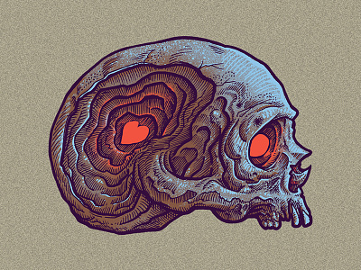 Heart Minded digital colors illustration pen and ink pestmeester skull sticker