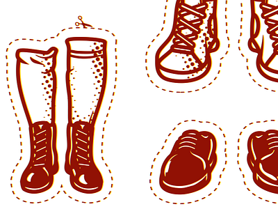 Shoes cutout leather old school shoes sticker vector