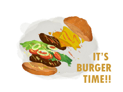 it is burger time lads adobe photoshop burger digital painting eat food illustration