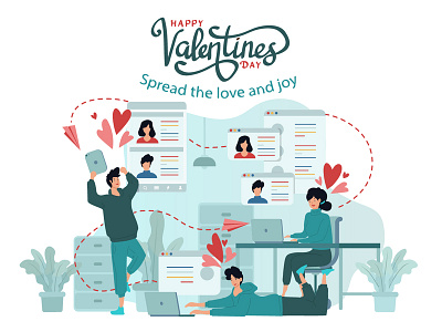 spread the love and joy blue design laptop office teamwork valentine valentine day work desk youth