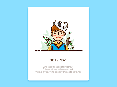 The panda boy character，stroke