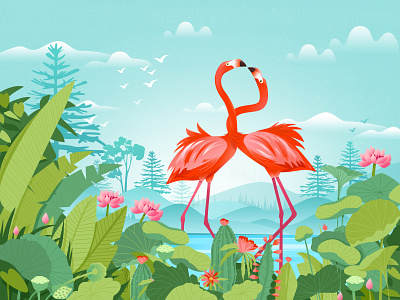 Flower · flamingos illustrations package 插图