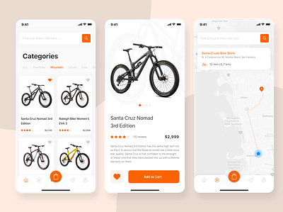 Bike Store bike bike apps bike shop categories favorite mobile app design mobile ui navigation menu uidesign