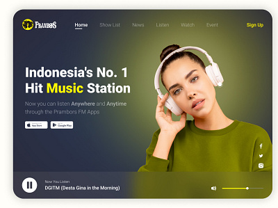 Prambors FM Radio - Landing Page 2022 ui company web fm radio landing page music music streaming prambors radio streaming trend ui user interface web ui