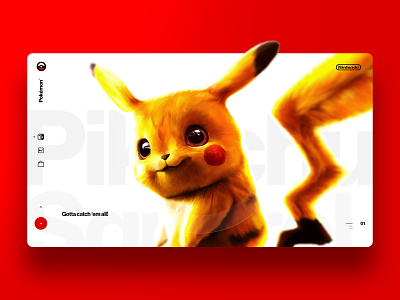 Gotta Catch 'Em All! character digitalart fanart large type nintendo pikachu pokemon red ui website concept website design white yellow