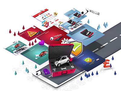 Exploded Carcasestudy car casestudy icons photoshop road toyota