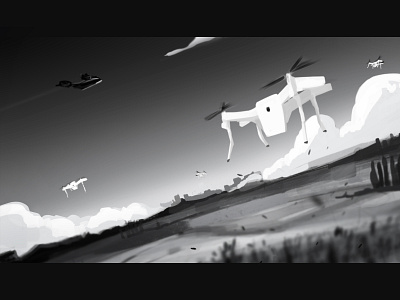 Drones black and white digital drones illustration illustration digital madewithwacom photoshop tonal values wacom