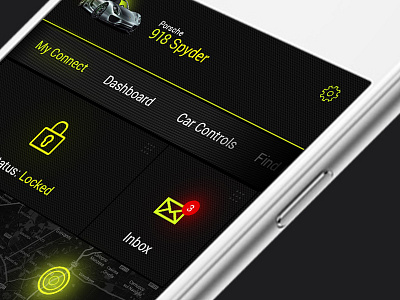 Car App Concept black car app dashboard view green