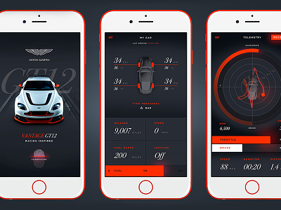Unused Aston app car app concept telemetry