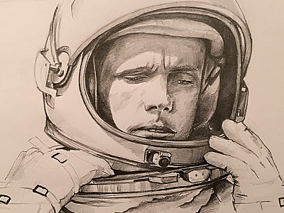 Onesmallstep astronaut homework pencil sketch