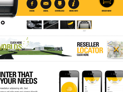 Websitelayout black icons web design white yellow