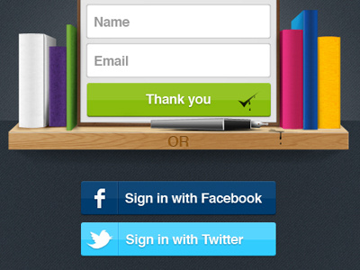 Sign-up page buttons concept facebook sign up twitter webdesign