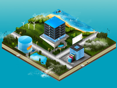 Yetanotherworld blue cityscape environment isometric layers section world