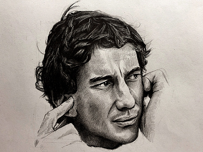 Sennaf1 f1 illustration pencils portrait senna sketch