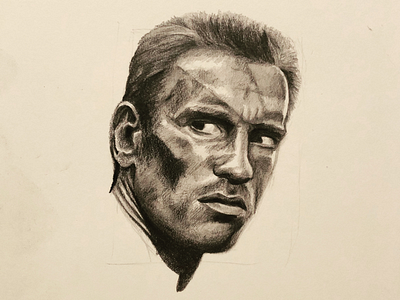 Gaaaaahhhhhhhh! Get to da Choppa 80s arnie illustration pencildrawing sketch