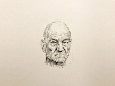Prof X actor captain doodle fanart freehand illustration pencils picard portrait professor xavier sketch startrek