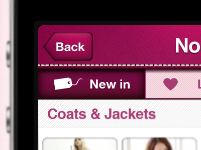 Pink App app app ui back coats iphone pink stitching tabs ui