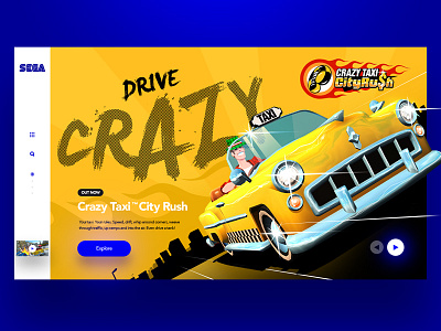 Sega Crazy Taxi blue concept games sidenav taxi webdesign website yellow