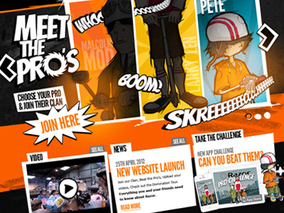 Cartoonyconcept black cartoon comic concept orange stylised website