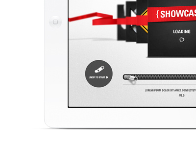 Unzipped app black concept grey portfolio red ui