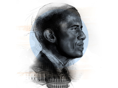 Obama blue drawing illustration obama president sketch