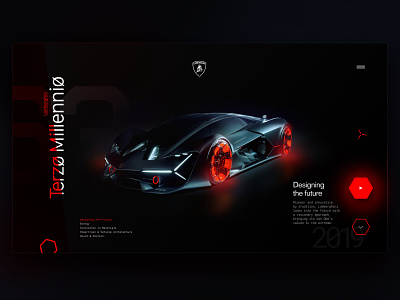 Trezo Millennio black car hypercar interface lamborghini polygons red website