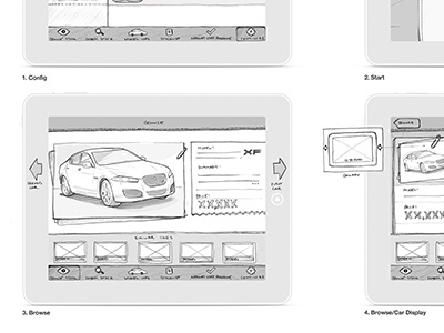 Car Wireframe arrows grey sketches ux wireframe