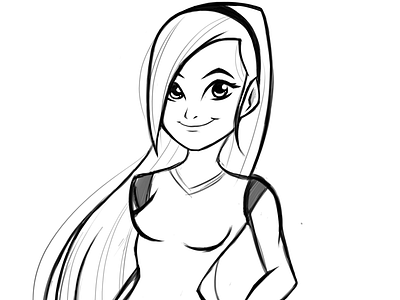 WIP - Joy Sketch cartoon sketch cute cute girl girl girl sketch long hair smile wip