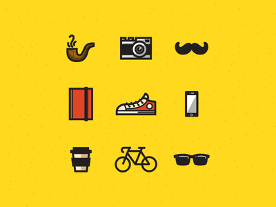 Tees Graphic Concept bike camera cartoon coffee glasses hipster iphone moustache notebook retro sneakers vintage