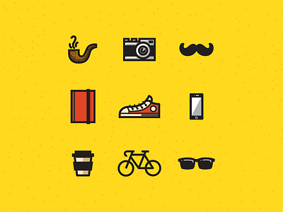 Tees Graphic Concept bike camera cartoon coffee glasses hipster iphone moustache notebook retro sneakers vintage