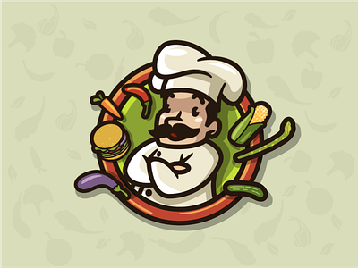 Vegiebar Alternative Logo bold character character logo chef mascot mascot mascot logo retro character retro chef simple