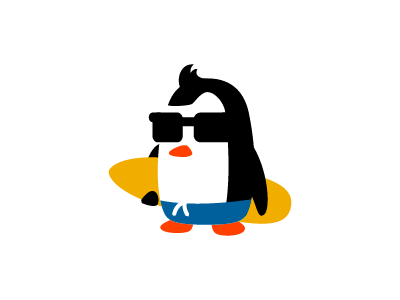 Mikey penguin penguin logo surfer