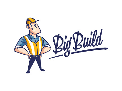 Big Build builder cartoon character character design construction construction logo contractor illustration logo logo design mascot mascot design retro retro logo