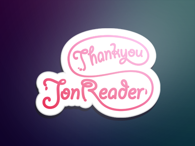 Thankyou Jon Reader ..! andymonstart cursive pink sleek smooth stickers thankyou typeface typography