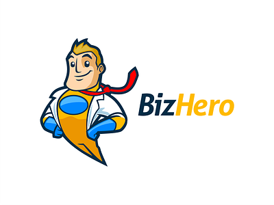 BizHero Logo andymonstart awesome logo design best best logo biz bold bold logos business cool superhero logos dark blue edgy logo flat logo logo design logos orange suit superhero superhero logo superheroes logo tie