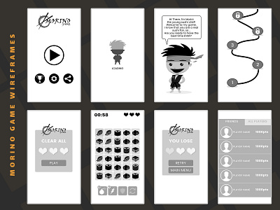 Morino Sushi Game Wireframes concept design game mobile ux vector wireframe wireframes