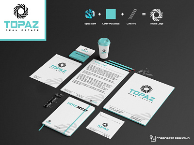 Topaz Identity Design 2d art direction branding corporate design estate flat graphic identity logo real stationery vector