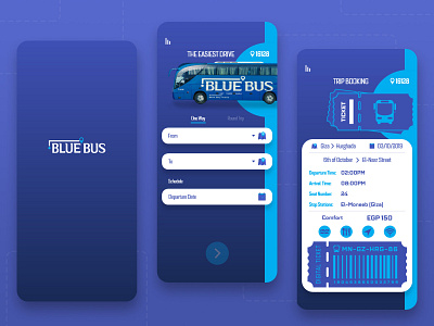Blue Bus Mobile App app branding design flat mobile mobile ui ui ux