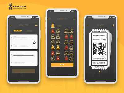 Musafir Mobile App app branding design flat minimal mobile mobile ui ui ux