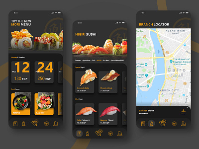Mori Sushi Mobile App app branding design flat minimal mobile mobile ui ui ux