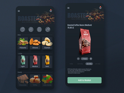 Roastery Mobile App app branding design flat minimal mobile mobile ui ui ux xd