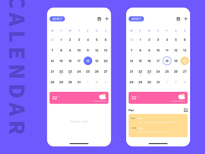 Calendar app app design calendar design simple ui